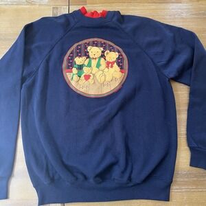 Vintage Sweatshirt  XLarge Blue Teddy Bear Grandma Core 90s USA Sweatshirt